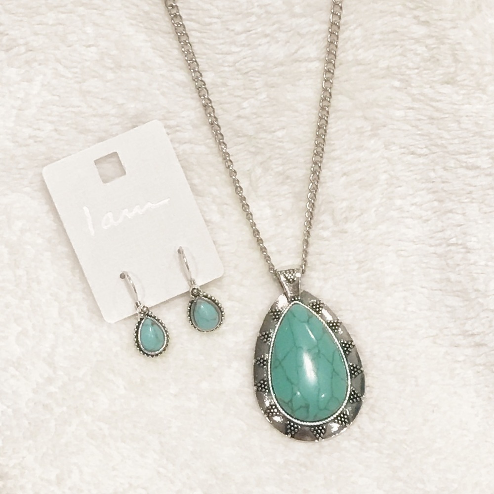 Turquoise necklace and earrings set